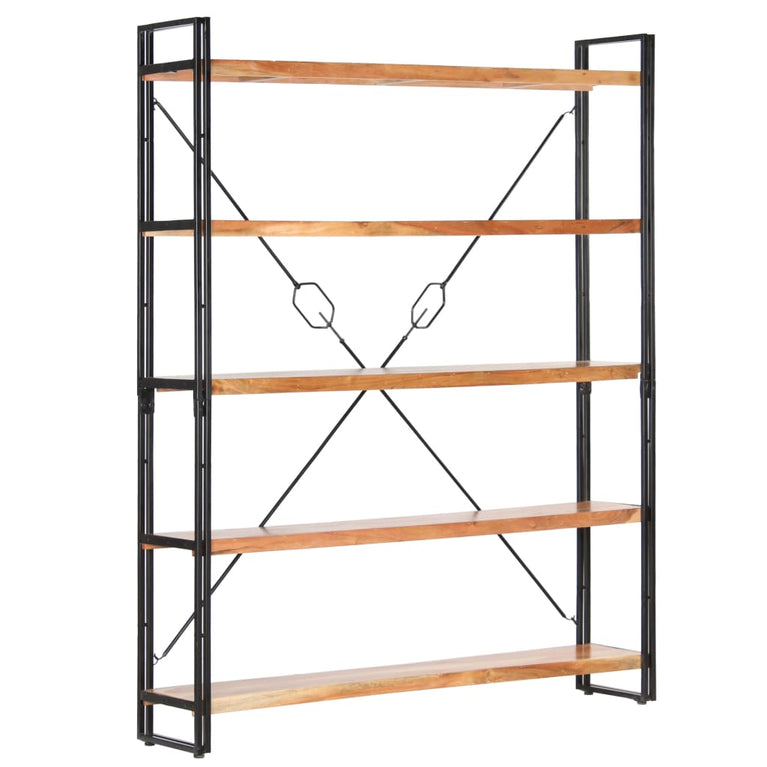 Boekenkast met 5 schappen 140x30x180 cm massief acaciahout MeubelReus