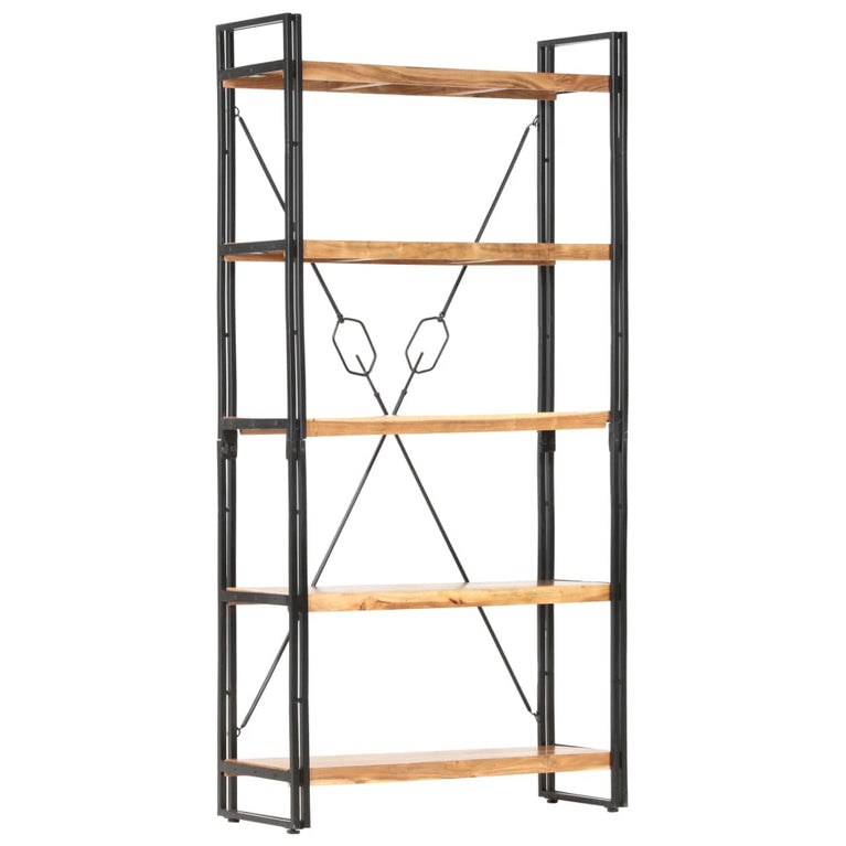 Boekenkast met 5 schappen 90x30x180 cm massief acaciahout MeubelReus