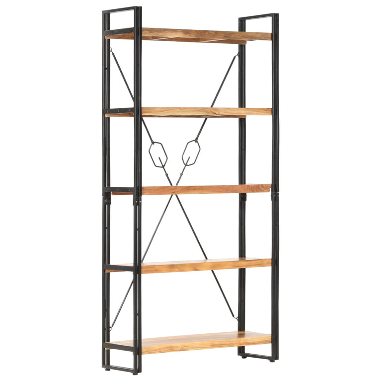 Boekenkast met 5 schappen 90x30x180 cm massief acaciahout MeubelReus