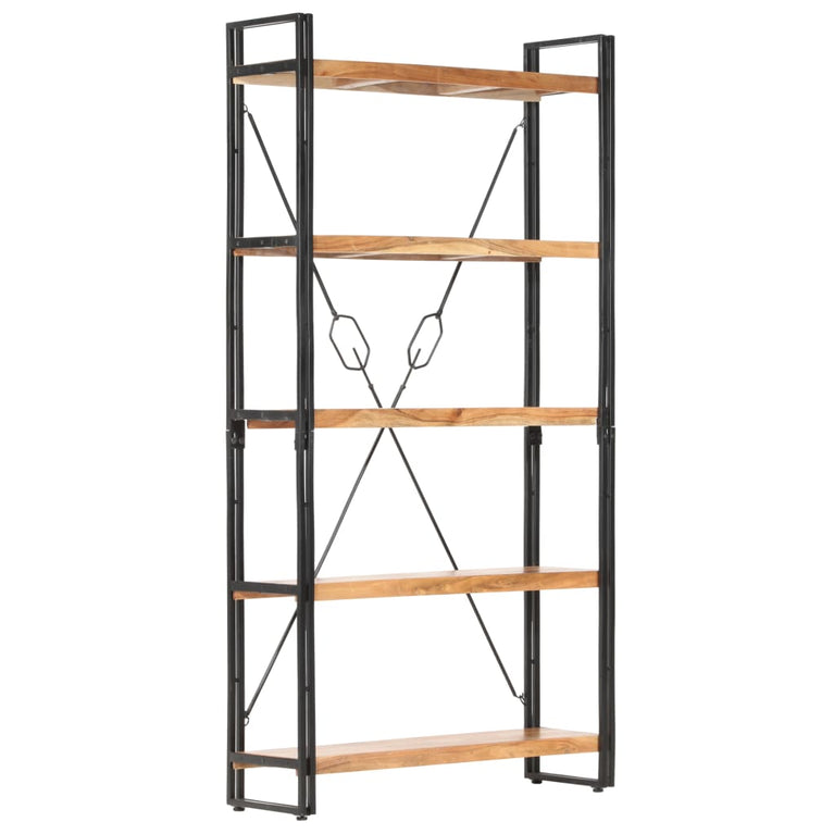 Boekenkast met 5 schappen 90x30x180 cm massief acaciahout MeubelReus
