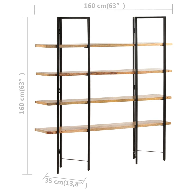 Boekenkast met 4 schappen 160x35x160 cm massief mangohout MeubelReus