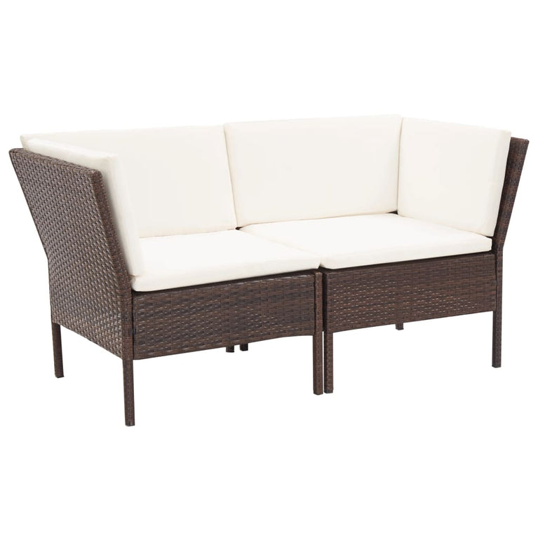 6-delige Loungeset met kussens poly rattan bruin MeubelReus