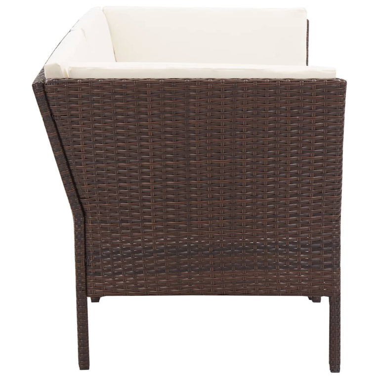 6-delige Loungeset met kussens poly rattan bruin MeubelReus