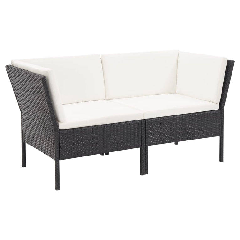 6-delige Loungeset met kussens poly rattan zwart MeubelReus