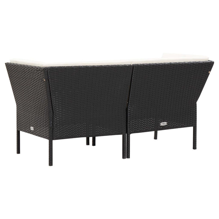 6-delige Loungeset met kussens poly rattan zwart MeubelReus