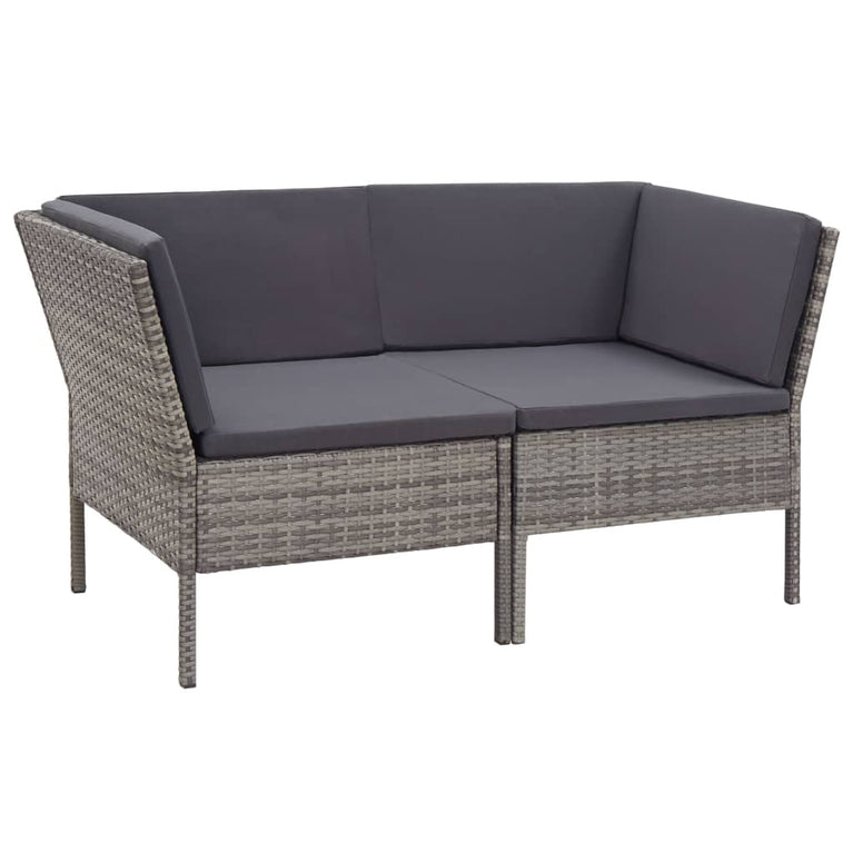 6-delige Loungeset met kussens poly rattan grijs MeubelReus