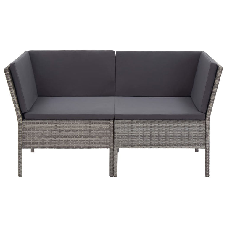 6-delige Loungeset met kussens poly rattan grijs MeubelReus