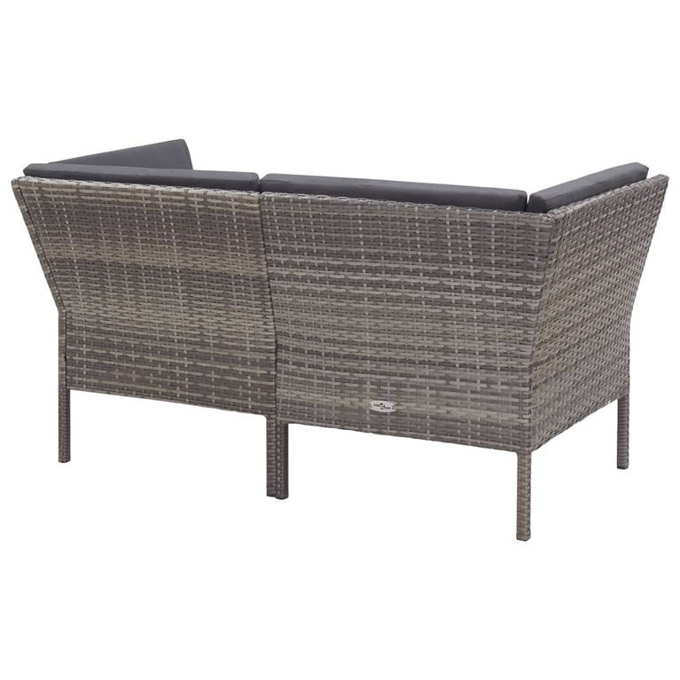 6-delige Loungeset met kussens poly rattan grijs MeubelReus