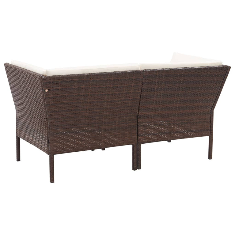 6-delige Loungeset met kussens poly rattan bruin MeubelReus