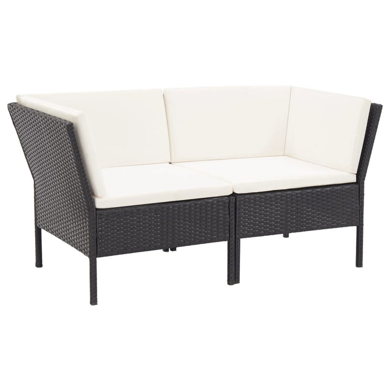 6-delige Loungeset met kussens poly rattan zwart MeubelReus