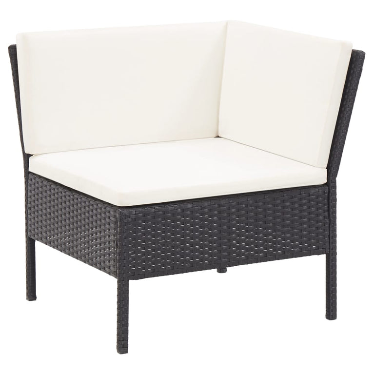 6-delige Loungeset met kussens poly rattan zwart MeubelReus