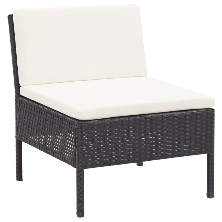 6-delige Loungeset met kussens poly rattan zwart MeubelReus