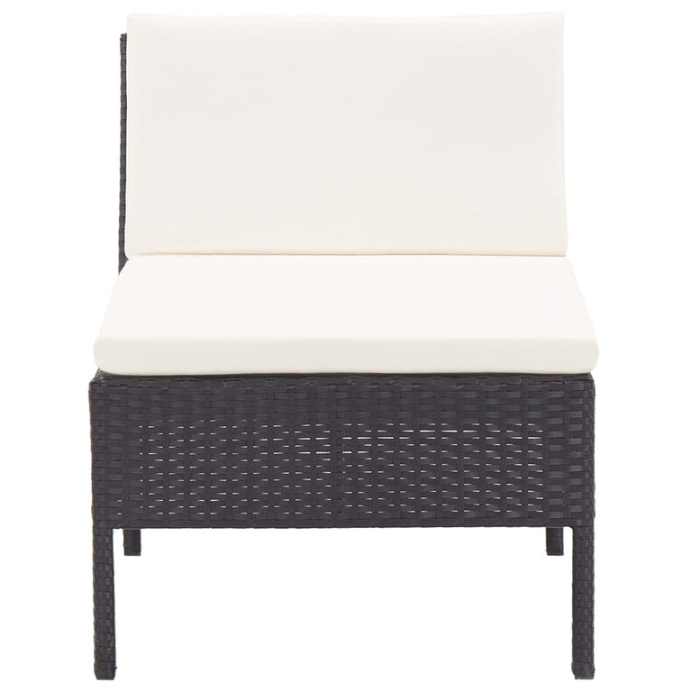 6-delige Loungeset met kussens poly rattan zwart MeubelReus