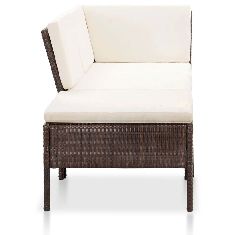 8-delige Loungeset met kussens poly rattan bruin