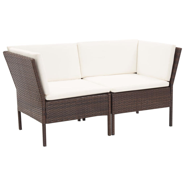 8-delige Loungeset met kussens poly rattan bruin