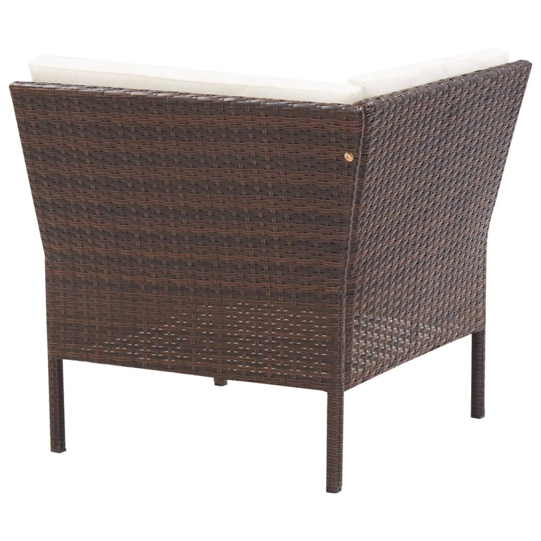 8-delige Loungeset met kussens poly rattan bruin