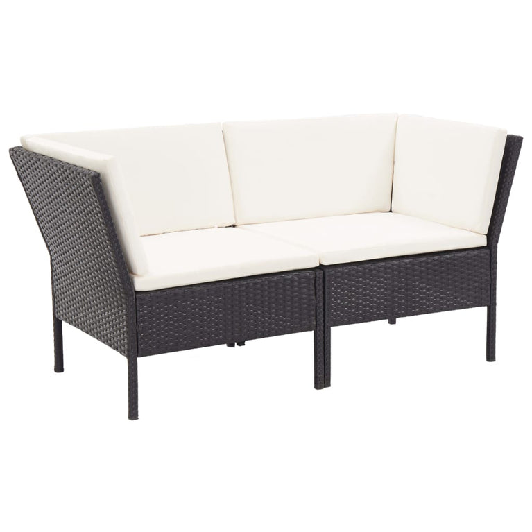 8-delige Loungeset met kussens poly rattan zwart MeubelReus