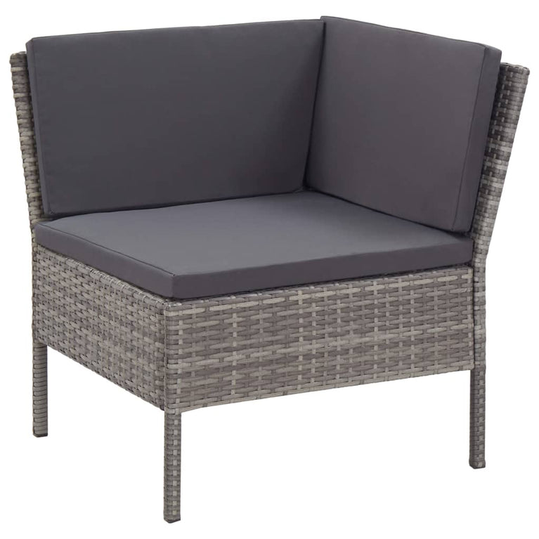 8-delige Loungeset met kussens poly rattan grijs