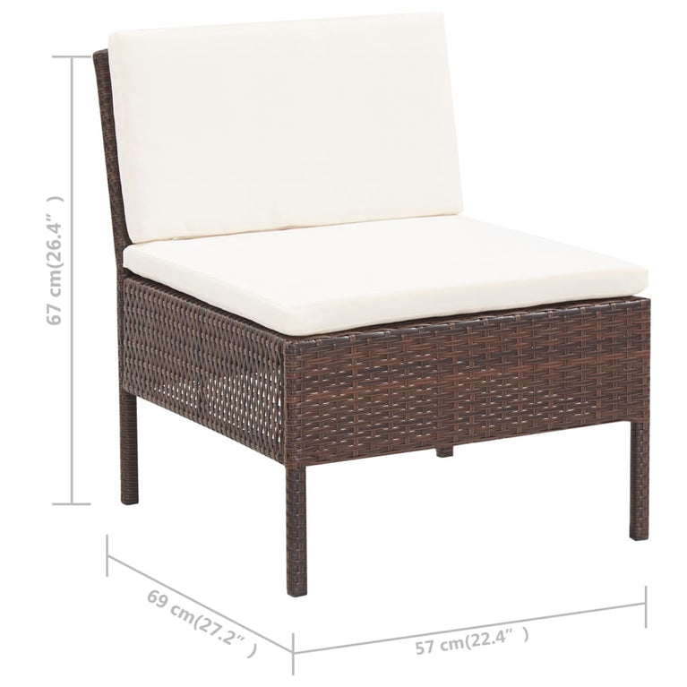 3-delige Loungeset met kussens poly rattan bruin MeubelReus