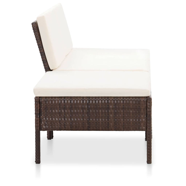 3-delige Loungeset met kussens poly rattan bruin MeubelReus