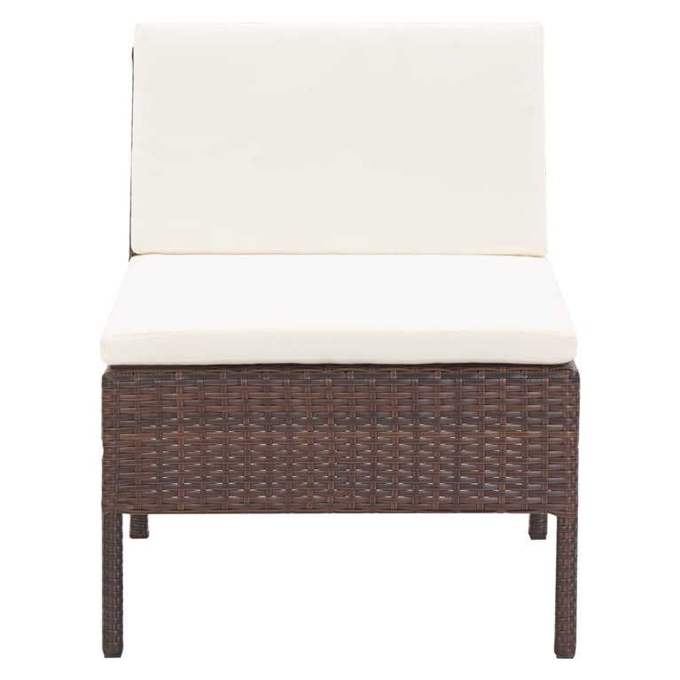3-delige Loungeset met kussens poly rattan bruin MeubelReus
