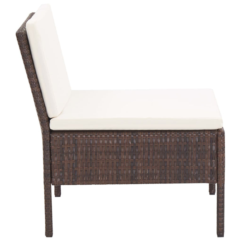 3-delige Loungeset met kussens poly rattan bruin MeubelReus