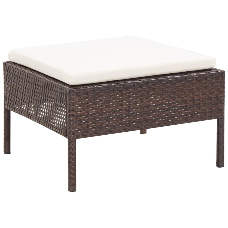 3-delige Loungeset met kussens poly rattan bruin MeubelReus