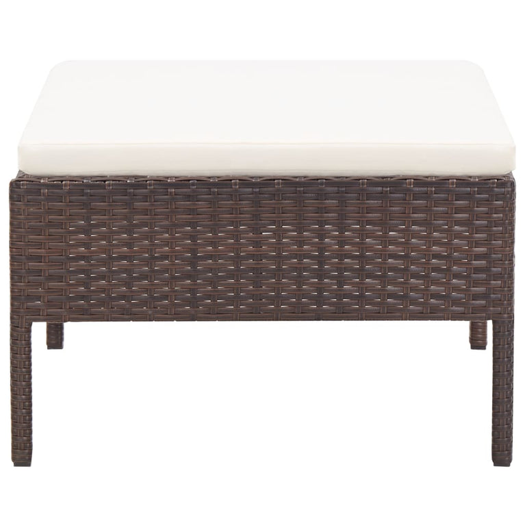 3-delige Loungeset met kussens poly rattan bruin MeubelReus
