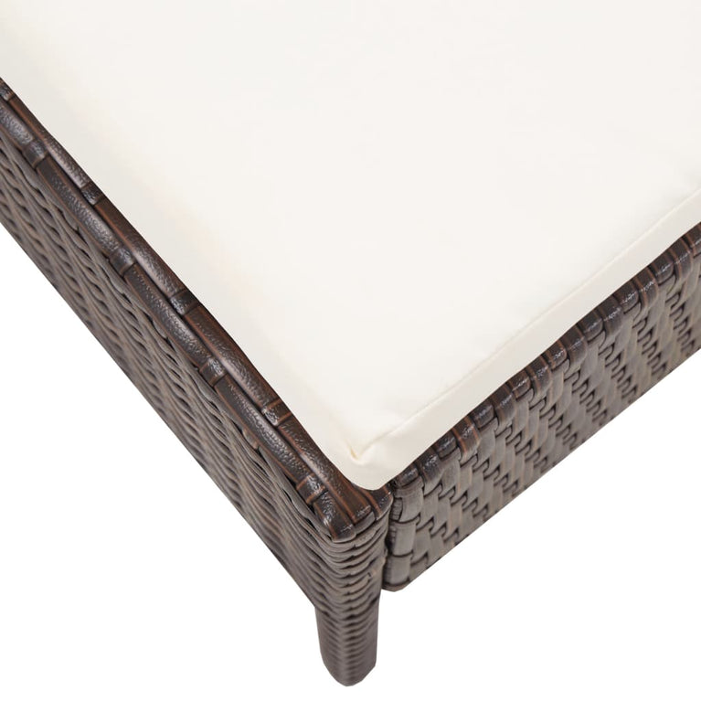 3-delige Loungeset met kussens poly rattan bruin MeubelReus