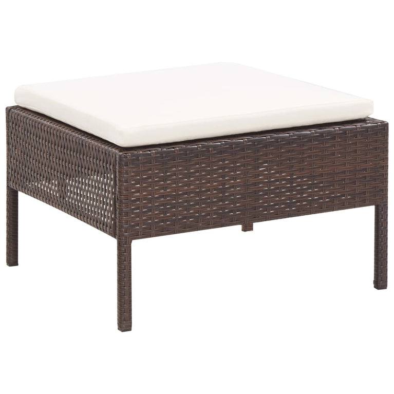 3-delige Loungeset met kussens poly rattan bruin MeubelReus