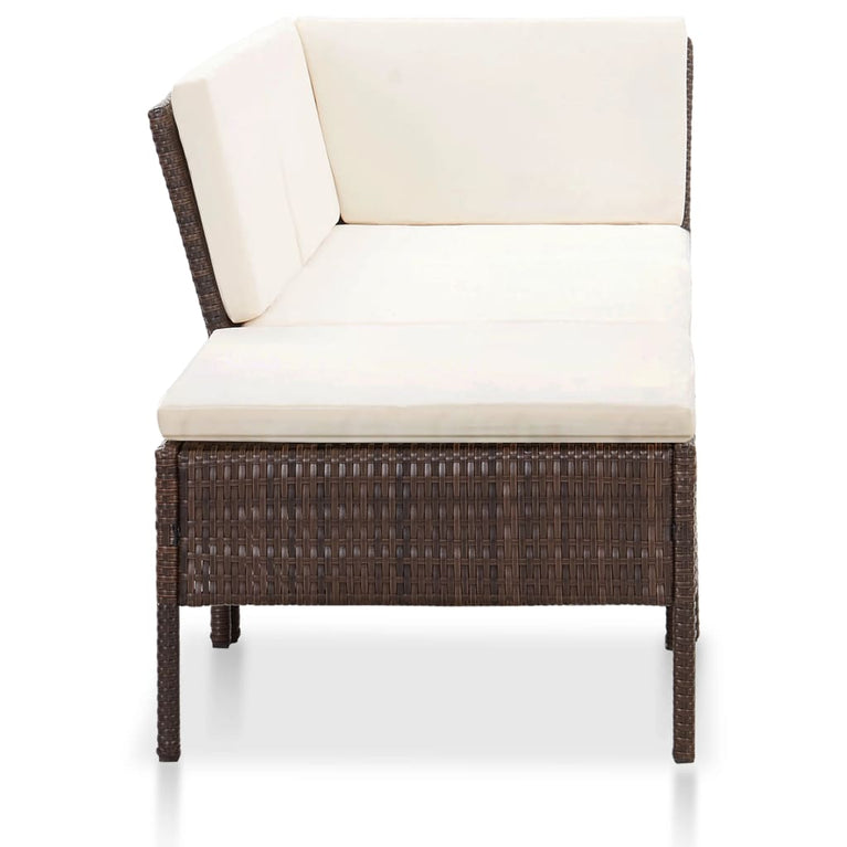 3-delige Loungeset met kussens poly rattan bruin MeubelReus