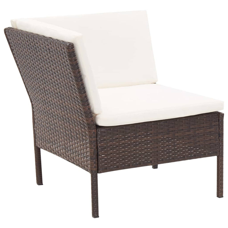 3-delige Loungeset met kussens poly rattan bruin MeubelReus