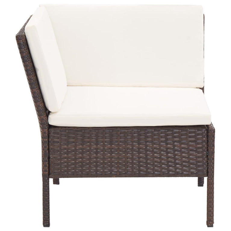 3-delige Loungeset met kussens poly rattan bruin MeubelReus