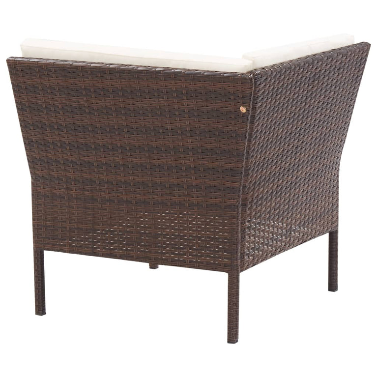 3-delige Loungeset met kussens poly rattan bruin MeubelReus