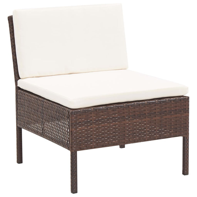 3-delige Loungeset met kussens poly rattan bruin MeubelReus