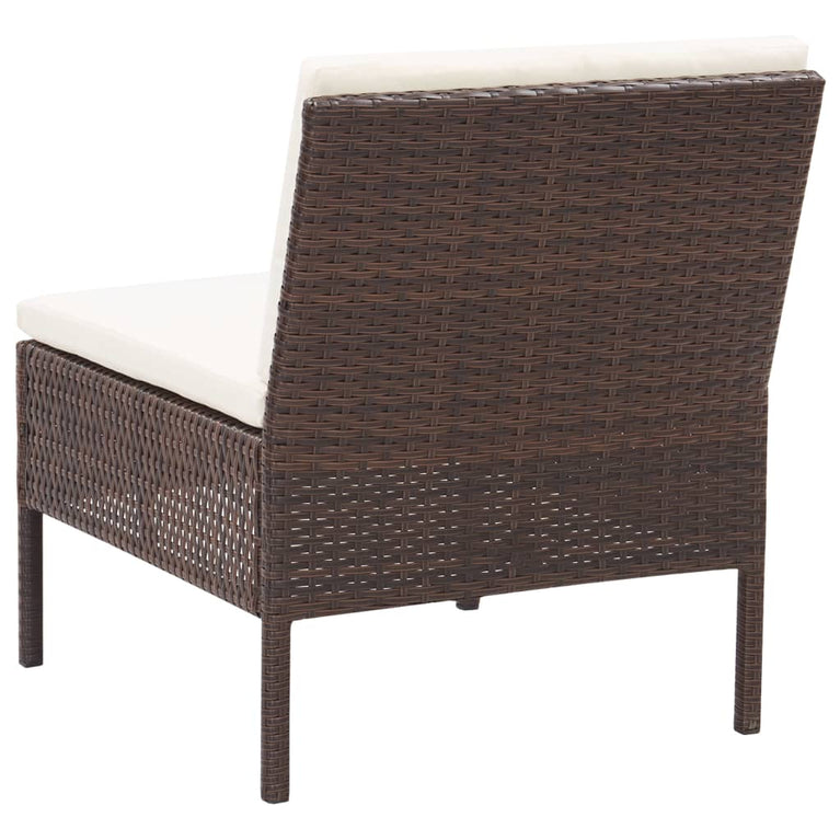 3-delige Loungeset met kussens poly rattan bruin MeubelReus