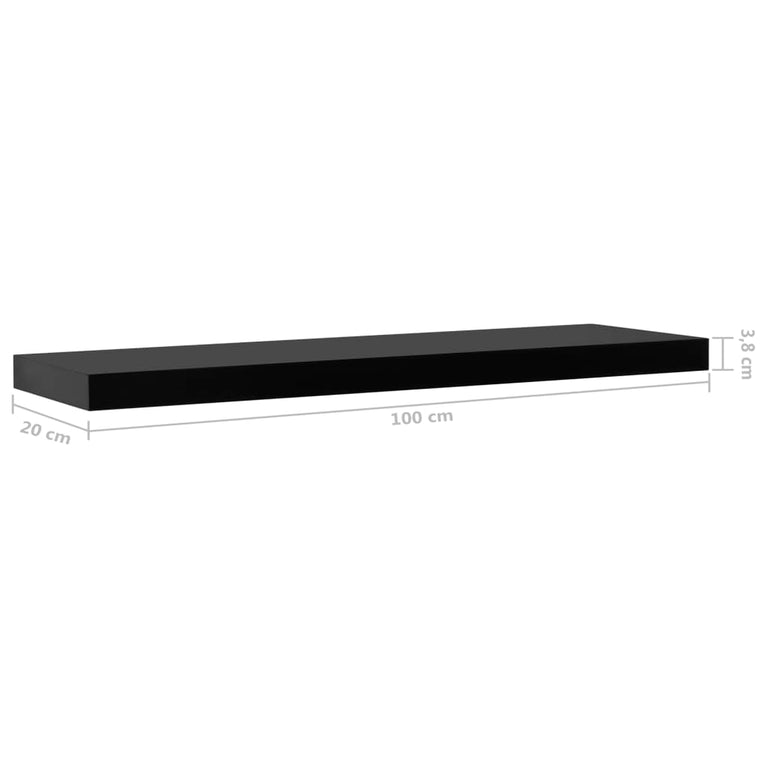 Wandschappen zwevend 2 st 100x20x3,8 cm zwart MeubelReus