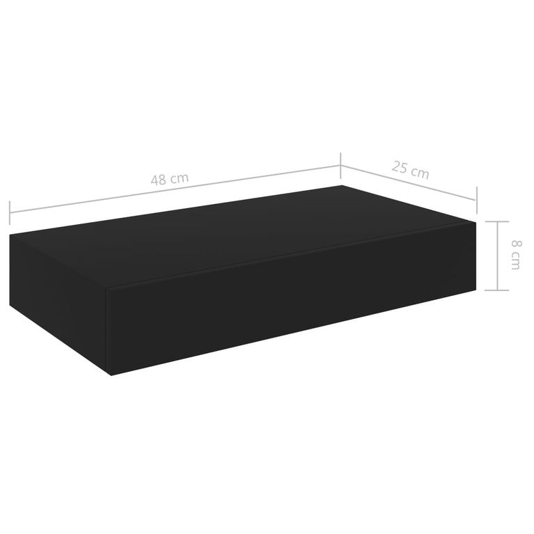 Wandschap met lade zwevend 48x25x8 cm zwart MeubelReus