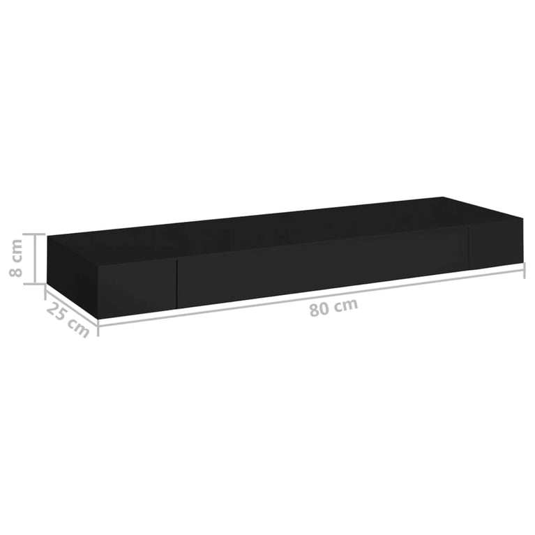 Wandschap met lade zwevend 80x25x8 cm zwart MeubelReus