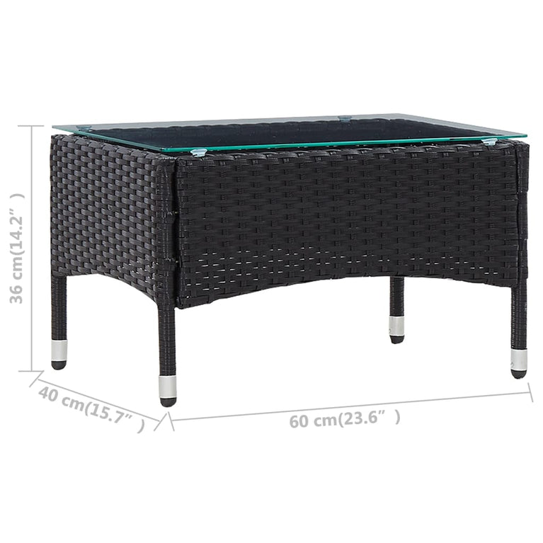 Salontafel 60x40x36 cm poly rattan zwart MeubelReus