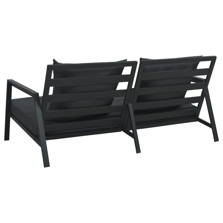 Tuinbank 2-zits met kussens aluminium donkergrijs MeubelReus
