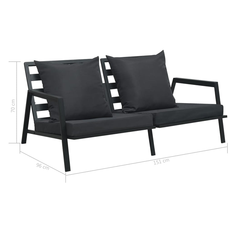 Tuinbank 2-zits met kussens aluminium donkergrijs MeubelReus