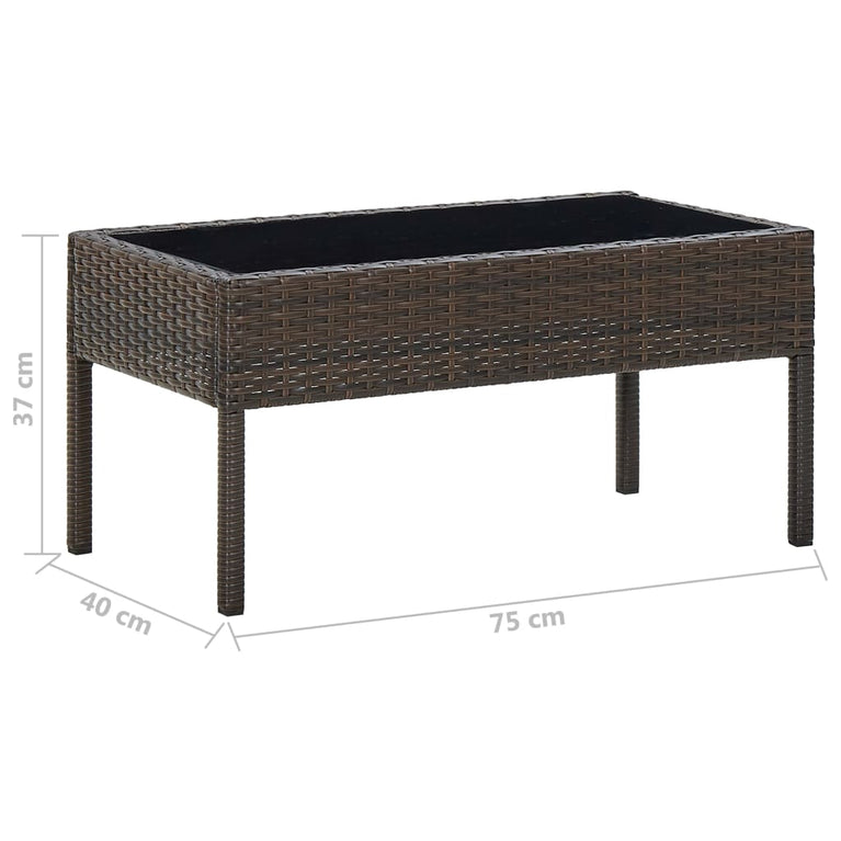 Tuintafel 75x40x37 cm poly rattan bruin MeubelReus