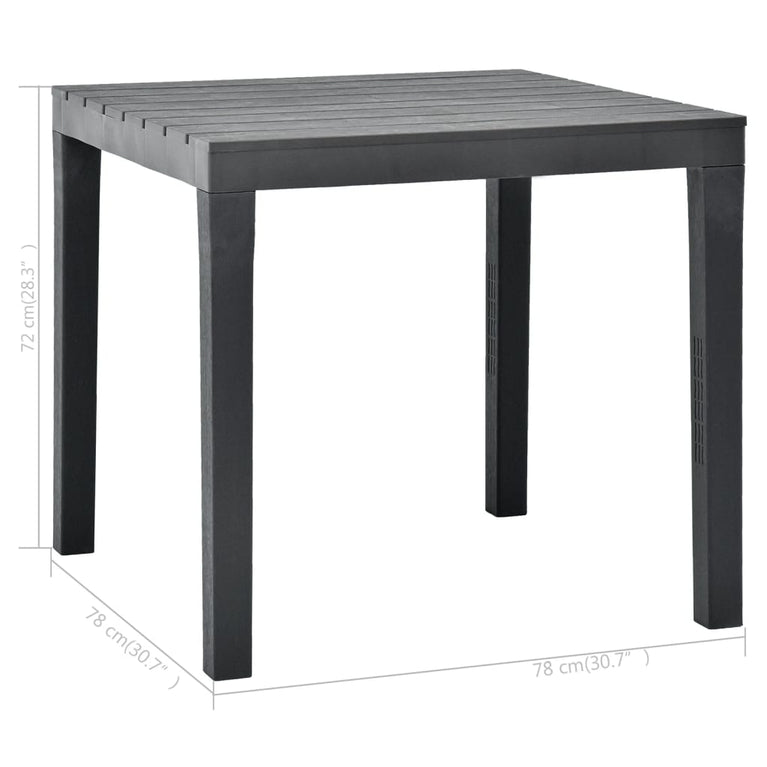 Tuintafel 78x78x72 cm kunststof antraciet MeubelReus