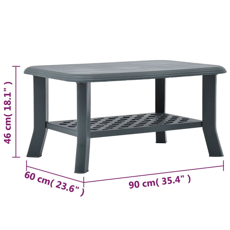 Salontafel 90x60x46 cm kunststof groen MeubelReus