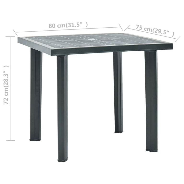 Tuintafel 80x75x72 cm kunststof groen MeubelReus