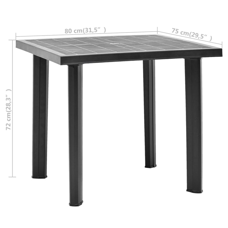 Tuintafel 80x75x72 cm kunststof antraciet MeubelReus