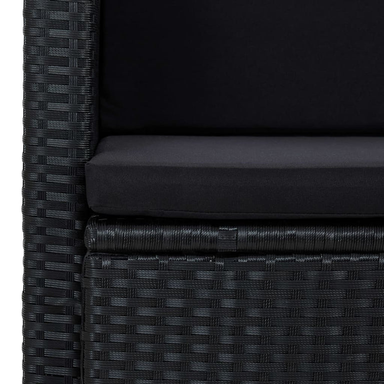 Tuinbank 2-zits met kussens poly rattan zwart