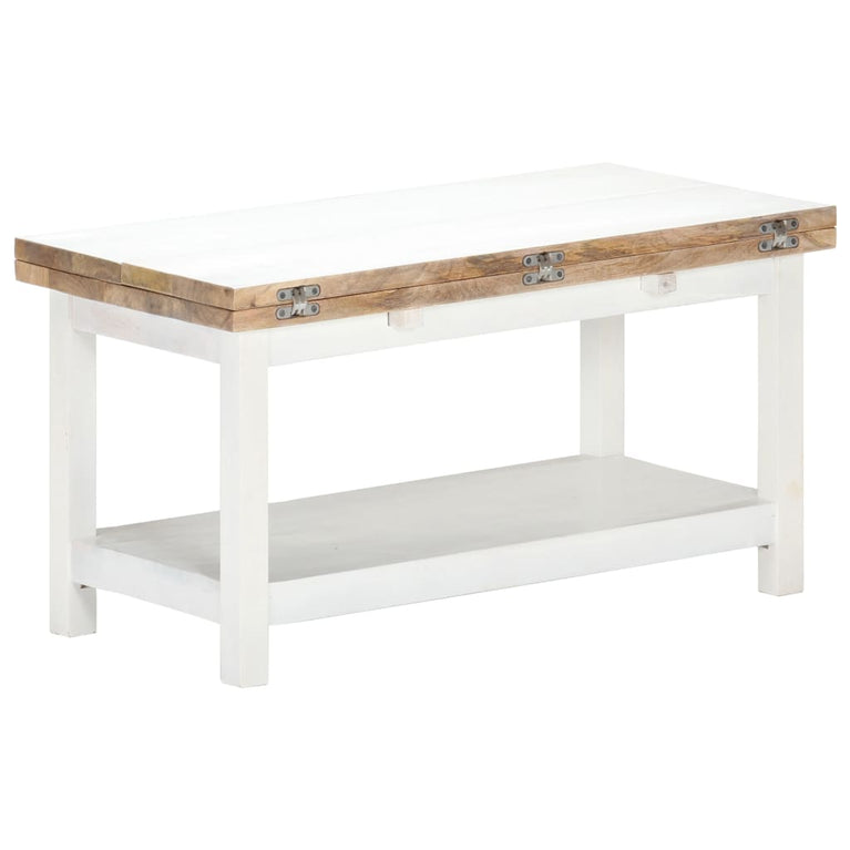 Salontafel verlengbaar 90x(45-90)x45 cm massief mangohout wit MeubelReus