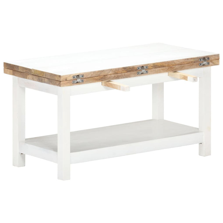Salontafel verlengbaar 90x(45-90)x45 cm massief mangohout wit MeubelReus